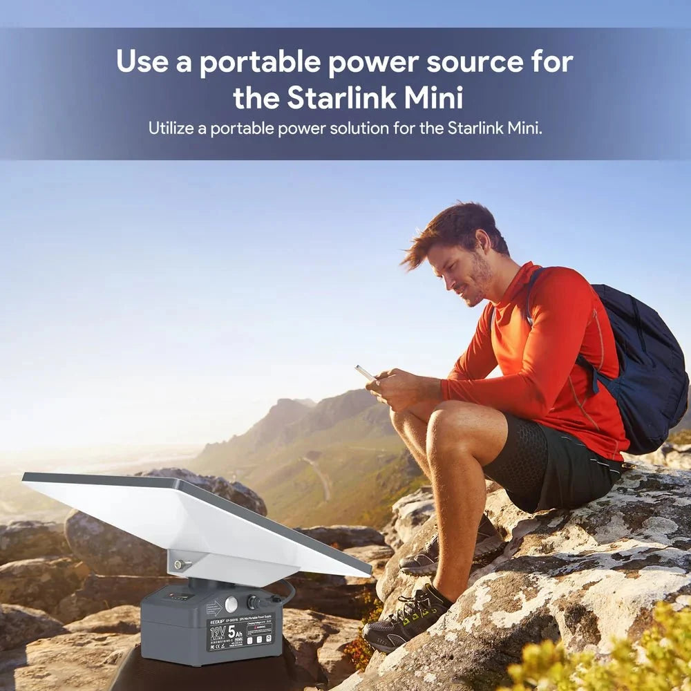 19V 95Wh (5Ah) Portable Battery Pack with Pipe Adapter for Starlink Mini