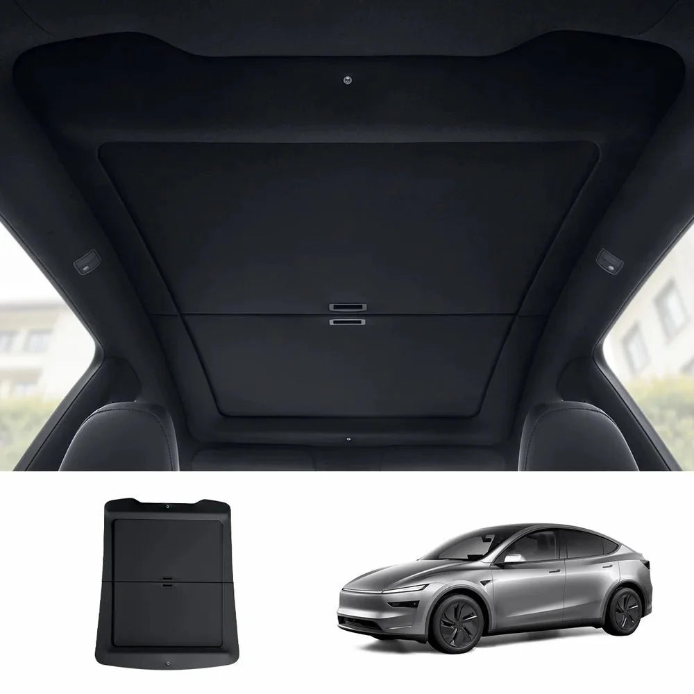 Retractable Roof Sunshade with Dual 1/4" Mounts and Magnetic Points for Tesla Model Y (2020+)