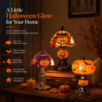 Vintage Pumpkin Bat Halloween Table Lamp
