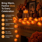 🎁Marigold LED Memorial String Lights – 20 Glowing Flowers for Ofrendas & Remembrance