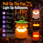 Pull-Up Halloween Lanterns With Fun LED Character Designs