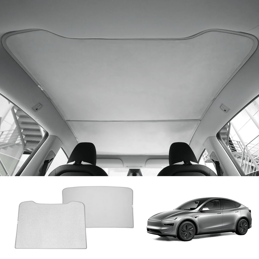 Wholesale Alcantara Split Nano Ice Crystal Glass Roof Sunshade for Tesla Model Y Juniper 2025+（28 Sets）