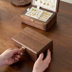 Velvet Walnut Minimalist Two-Layer Jewelry Box
