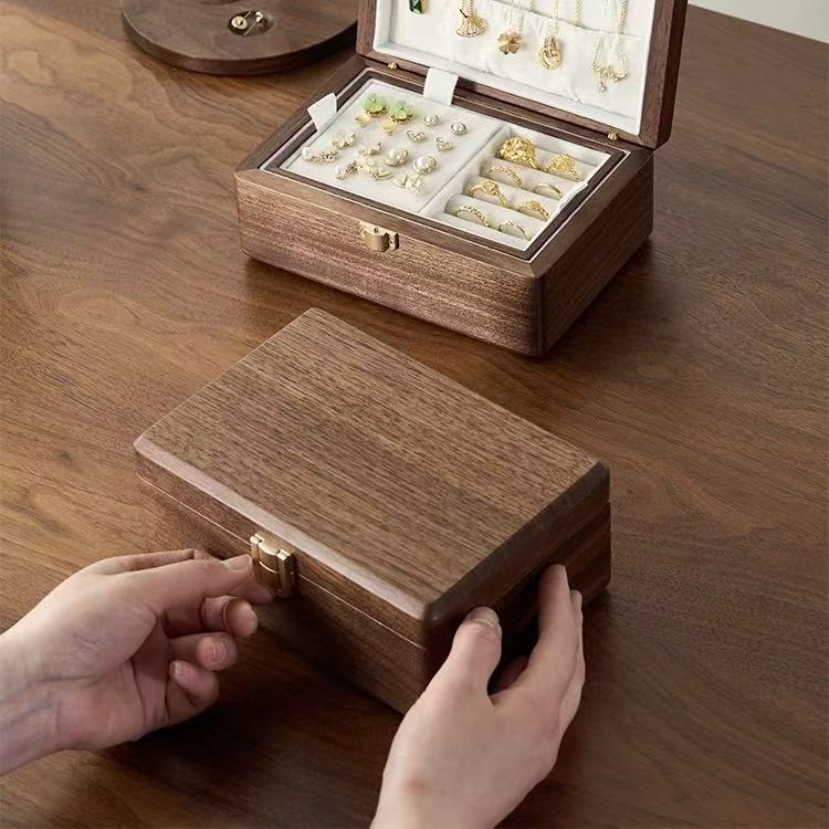 Amélie Walnut Two-Layer Jewelry Box