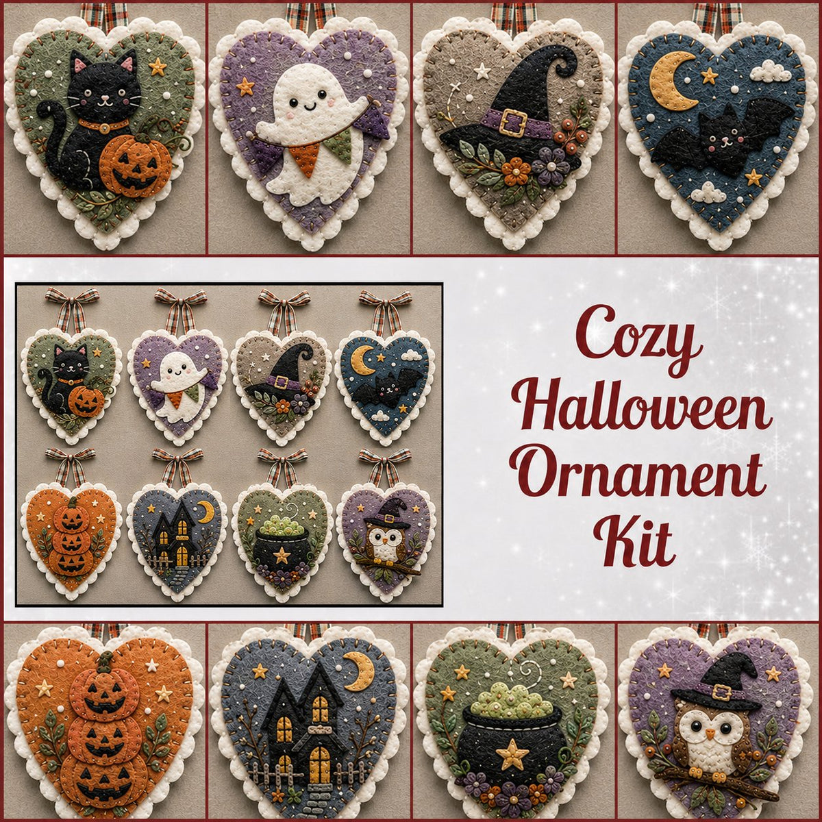 Beginner-Friendly Winter Bird Felt Heart Ornament Sewing Kit Collection