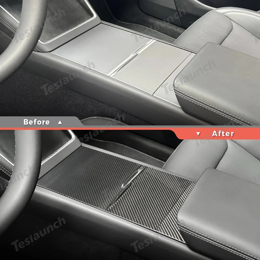 [Real Carbon Fiber] Center Console Panel Cover for Tesla Model Y Juniper 2025+