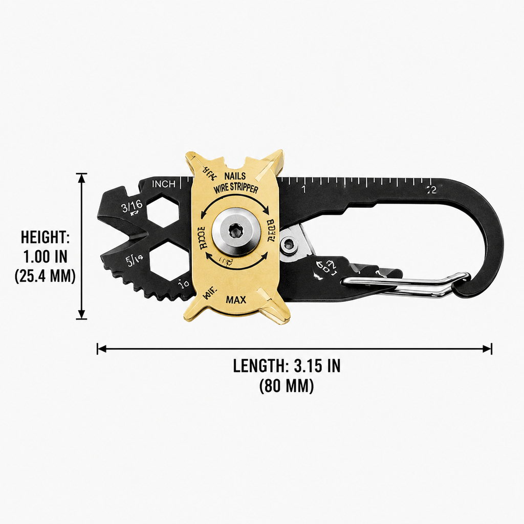 20-in-1 EDC Pocket Multi Tool with Keychain Clip, Portable Camping Tool