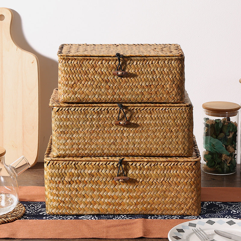 1Handwoven Storage Box with Lid Miroken