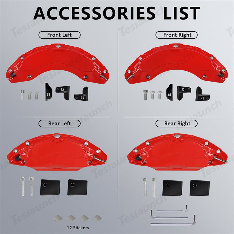 2021-2026 Model S/X Brake Caliper Covers (4Pcs) for Tesla