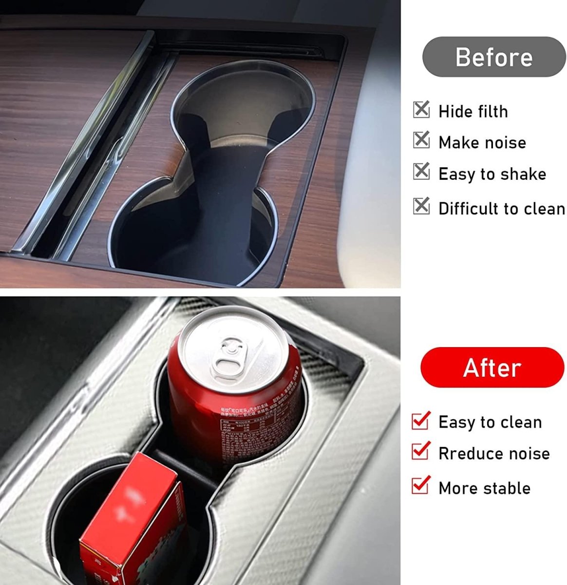 2021+ Model X/S Cup Holder Insert For Tesla Plaid/Long Range Version