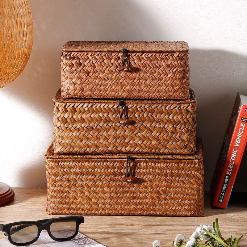 1Handwoven Storage Box with Lid Miroken