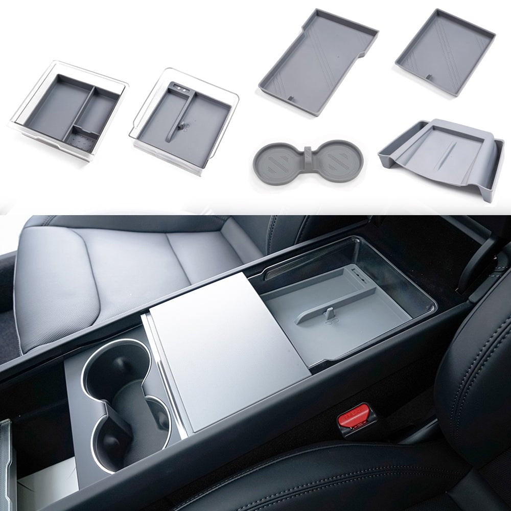 2024+ Model 3 Highland Center Console Organizer Tray Designed For  Armrest Storage Box Cup pad Wireless charging pad Set
