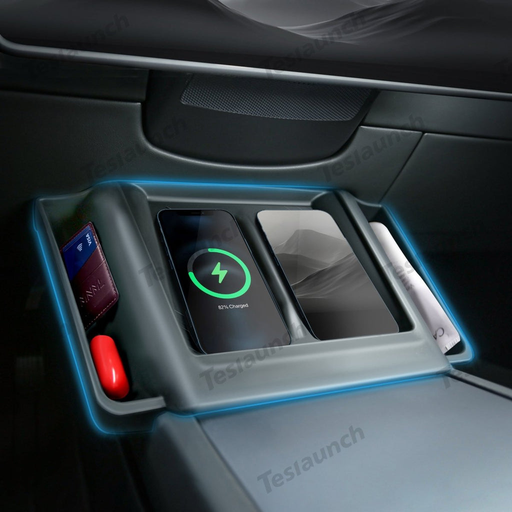 2024+ Model 3 Highland  Central Control Wireless Charging Silicone Pad Storage Box For Tesla