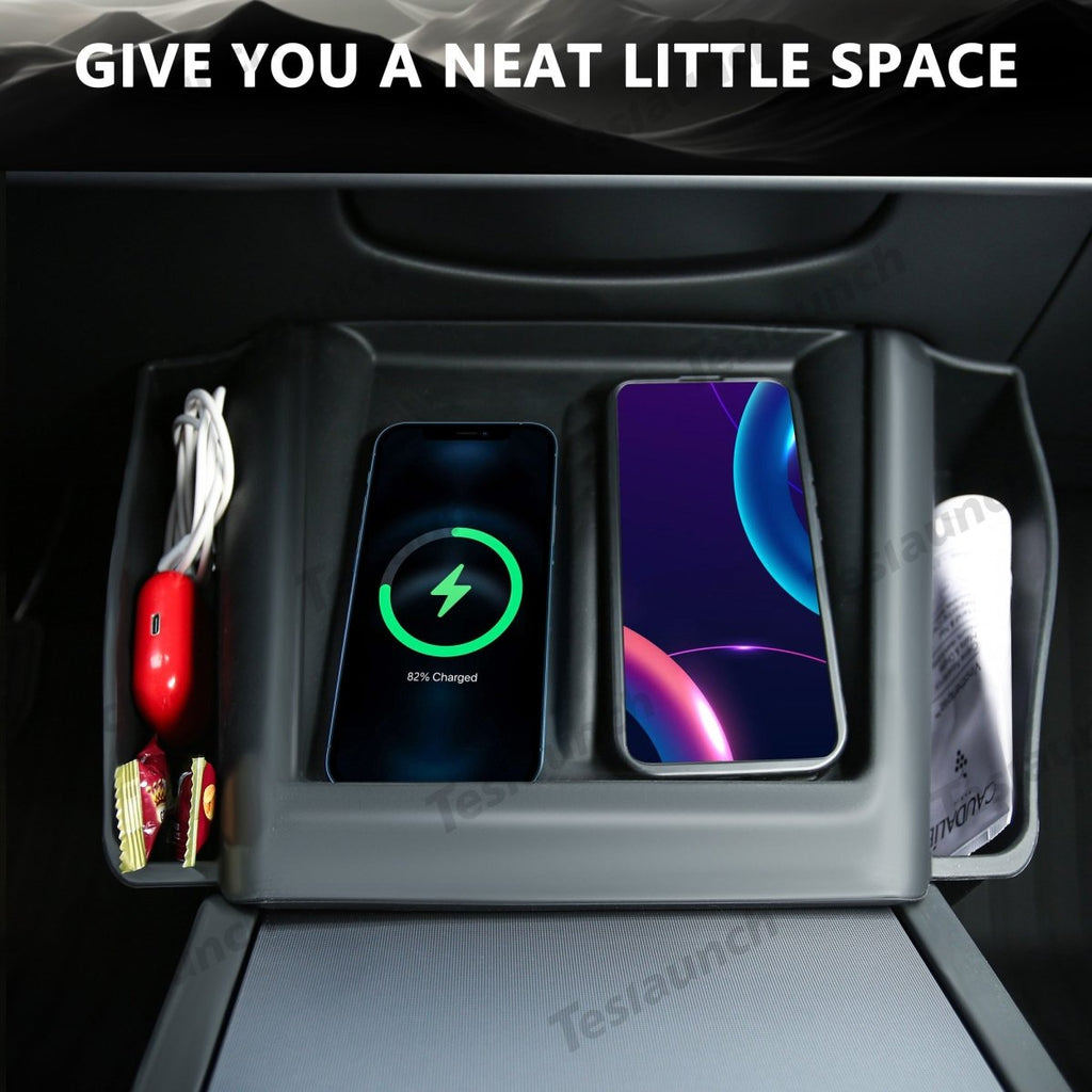 2024+ Model 3 Highland  Central Control Wireless Charging Silicone Pad Storage Box For Tesla