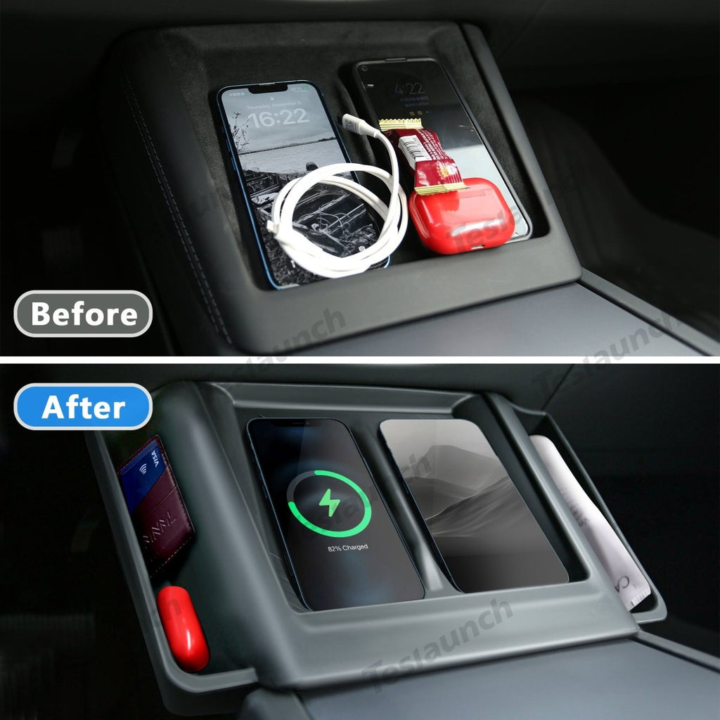 2024+ Model 3 Highland  Central Control Wireless Charging Silicone Pad Storage Box For Tesla
