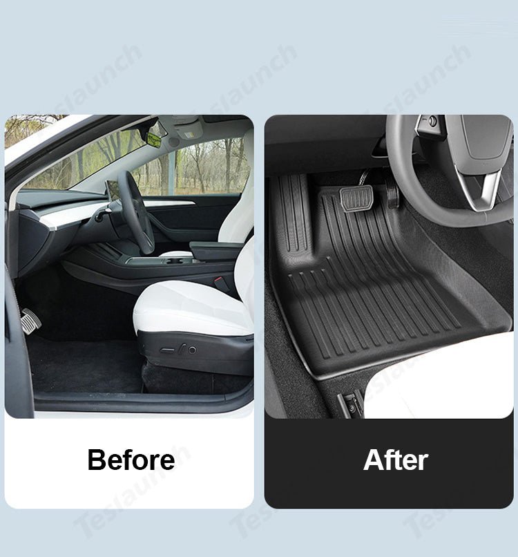 2024+ Model 3 Highland Floor Mats All Weather Double Layer Flocking TPE For Tesla