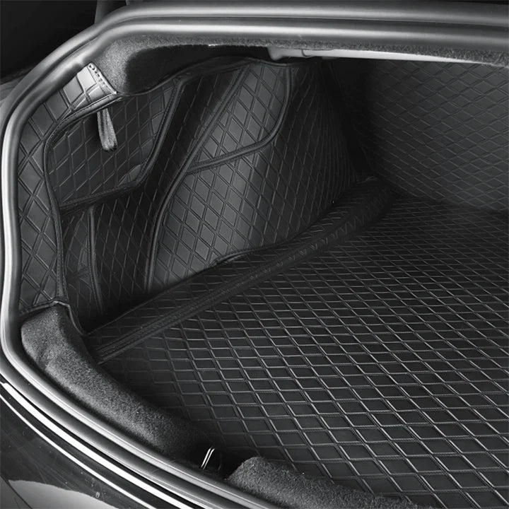 2024+ Model 3 Highland Fully Covered Premium Leather Frunk & Trunk Mat for Tesla