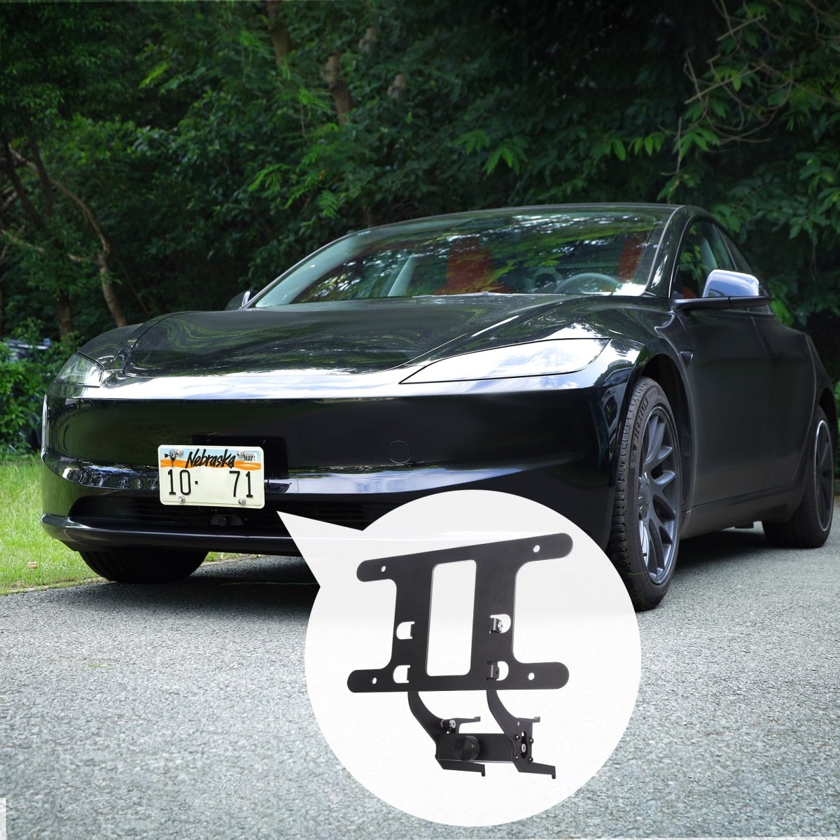 2024+ Tesla Model 3 Highland Front License Plate Holder – No Drill, Anti-Theft Bracket Mounting Kit