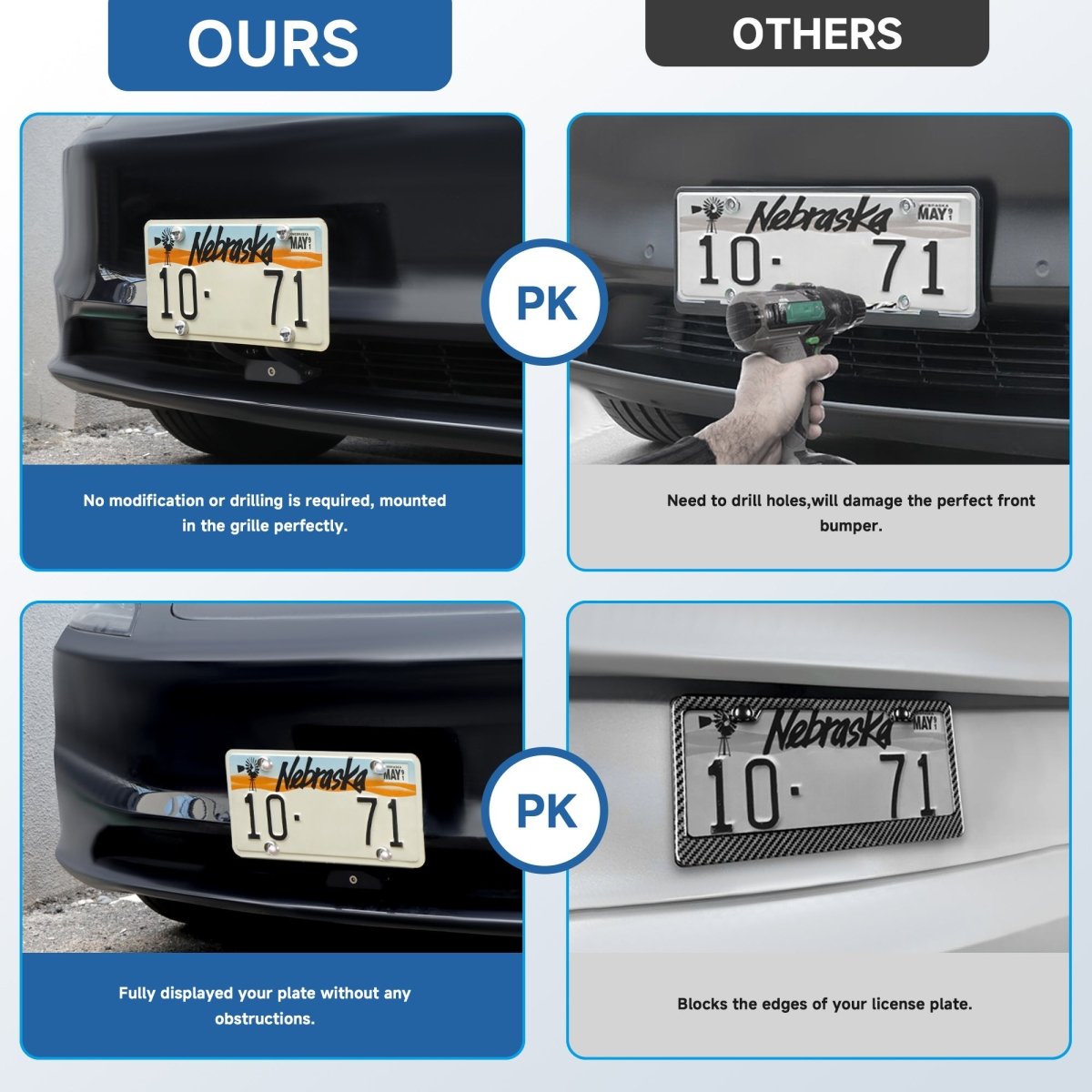 2024+ Tesla Model 3 Highland Front License Plate Holder – No Drill, Anti-Theft Bracket Mounting Kit