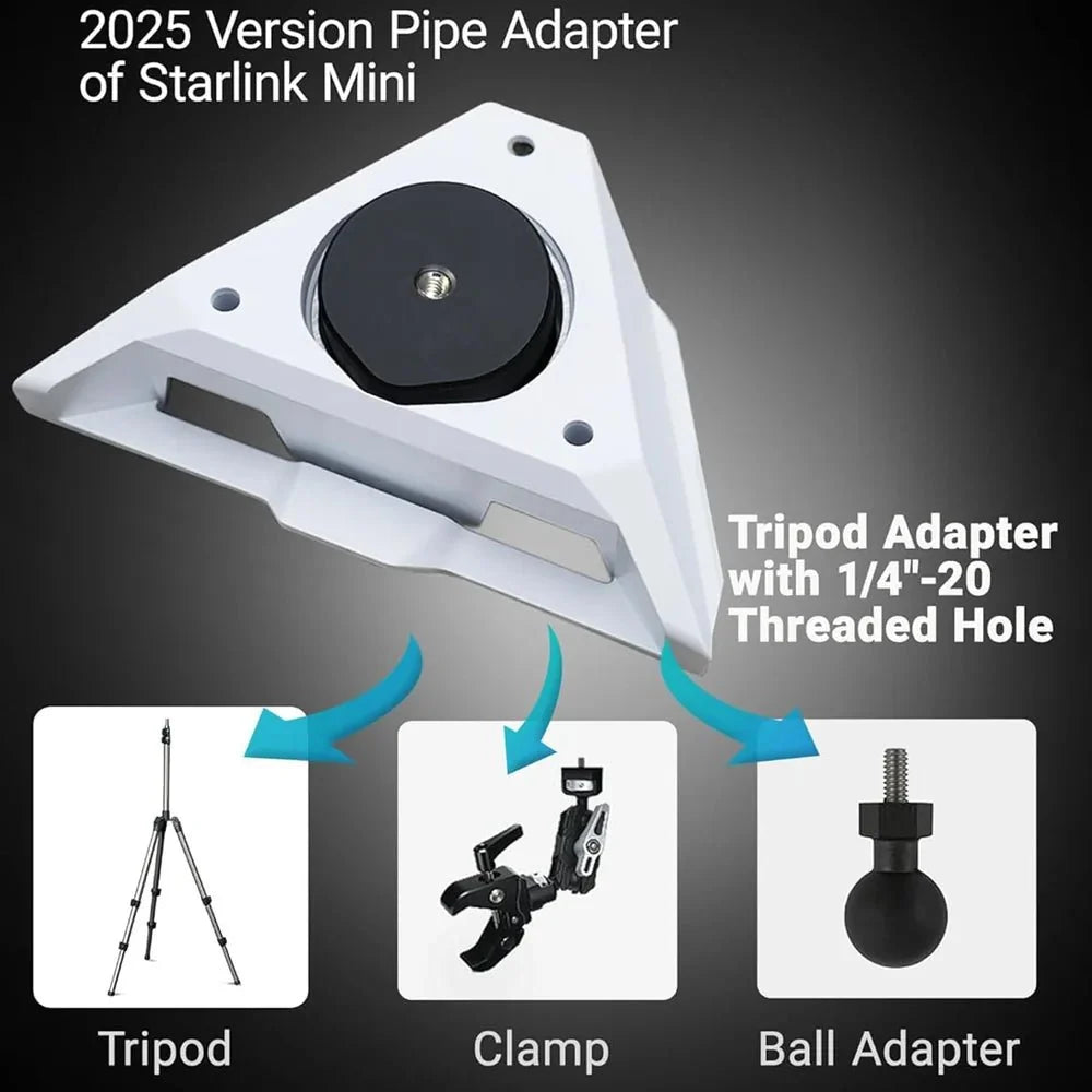 2025 New Version Tripod Mount Adapter for Starlink Mini – Compatible with 1/4"-20 & 3/8"-16 Threads