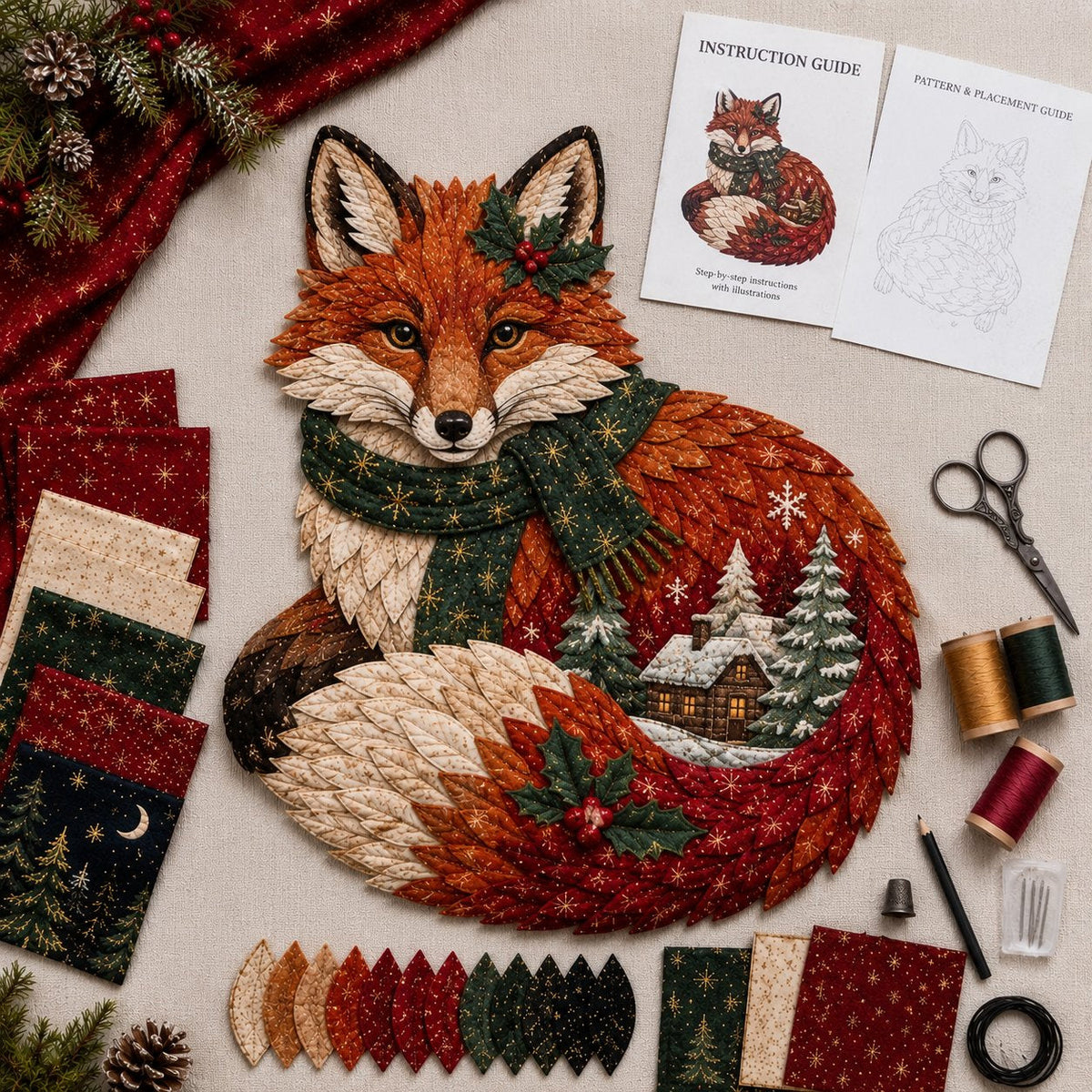 Christmas Woodland Wildlife DIY Patchwork Kit