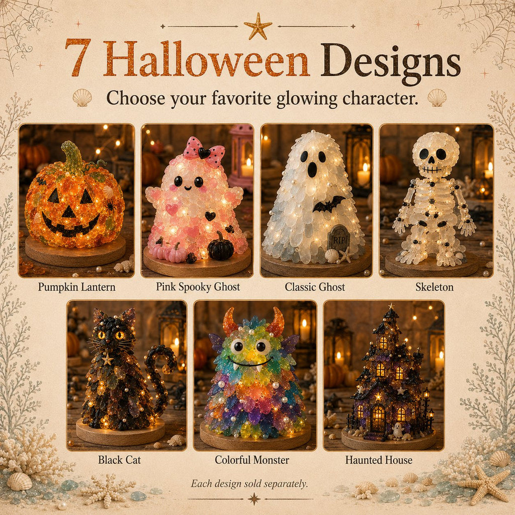 Beginner-Friendly DIY Lighted Sea Glass Halloween Character Kit Collection