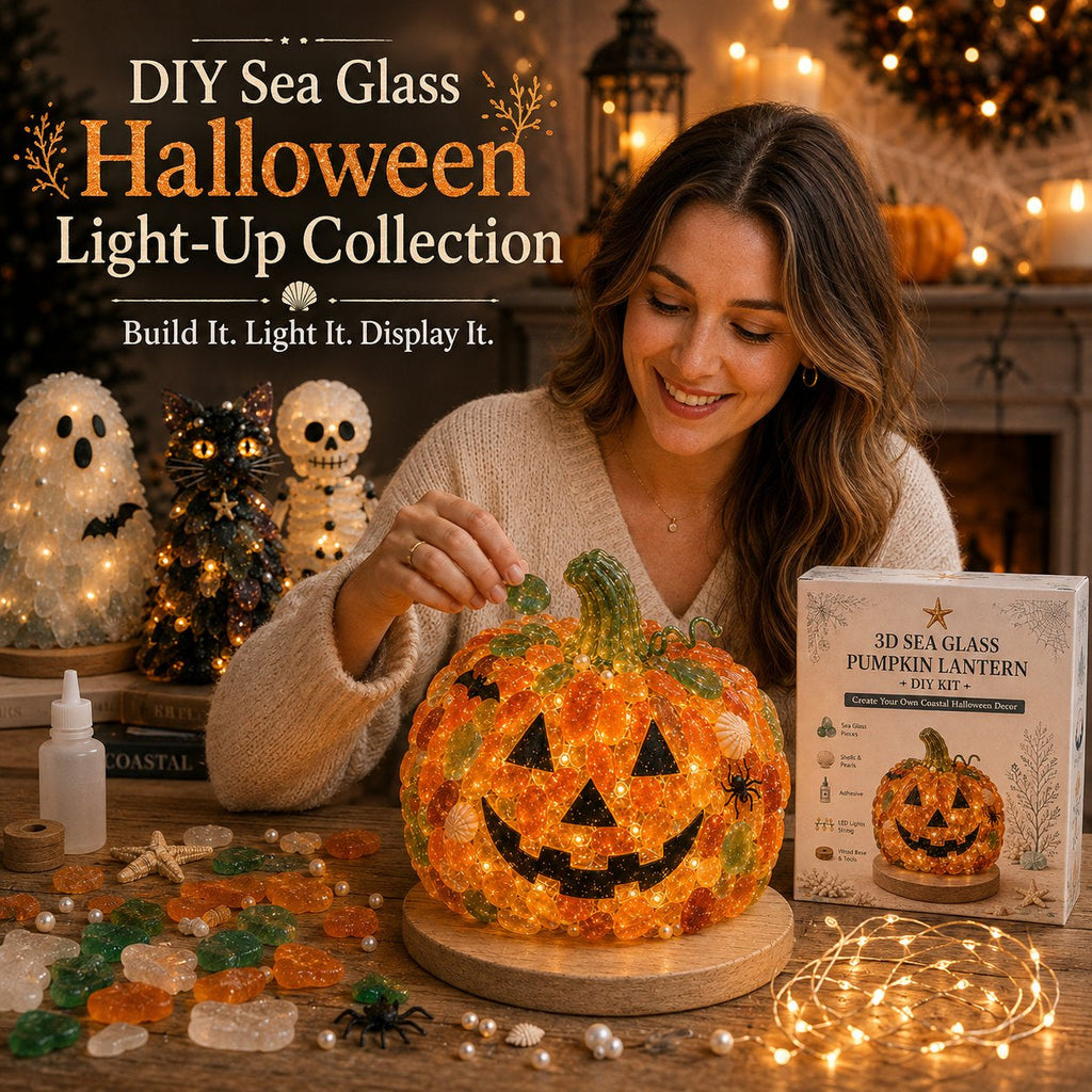 Beginner-Friendly DIY Lighted Sea Glass Halloween Character Kit Collection
