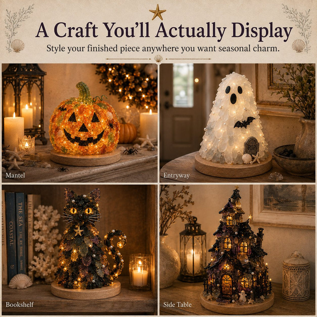 Beginner-Friendly DIY Lighted Sea Glass Halloween Character Kit Collection