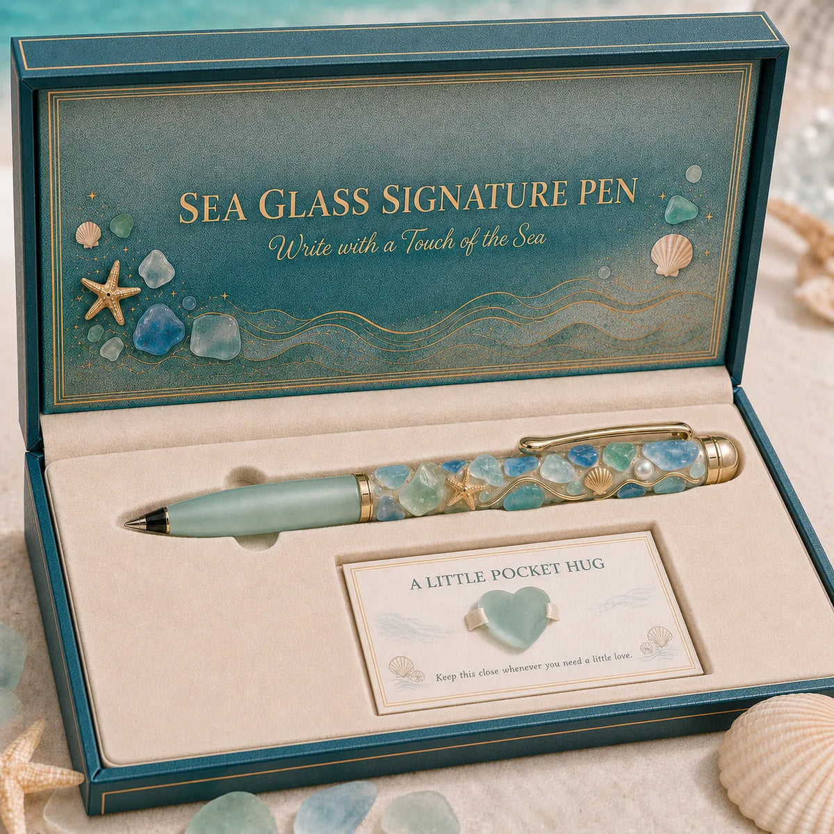 Sea Glass Signature Pen & Pocket Hug