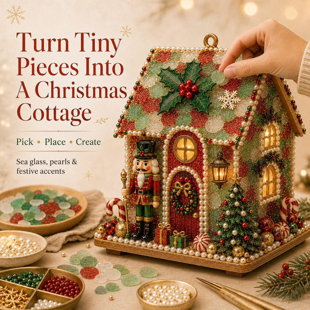 DIY Glowing Coastal Glass-Style Christmas Cottage Kit Collection