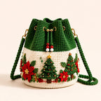 Christmas Crochet Bucket Crossbody Bag