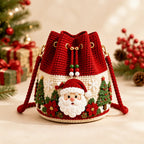 Christmas Crochet Bucket Crossbody Bag