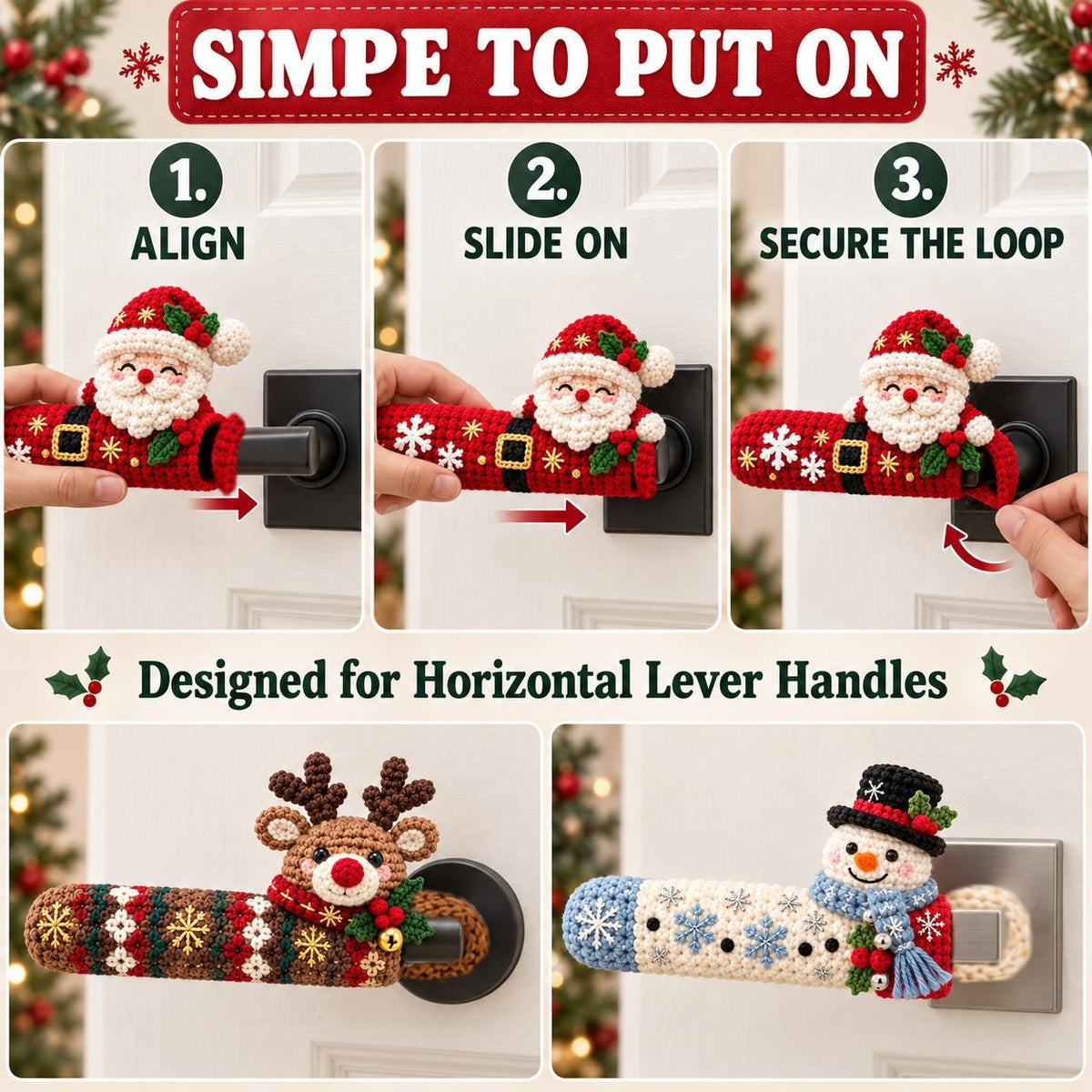Handcrafted Holiday Friends Door Handle Covers
