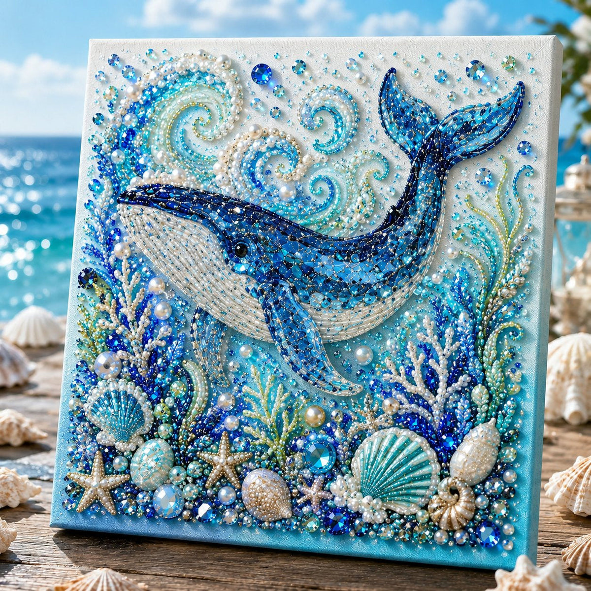 Ocean Octopus Pearl Diamond Painting DIY Art Kit, 3D Bead Craft
