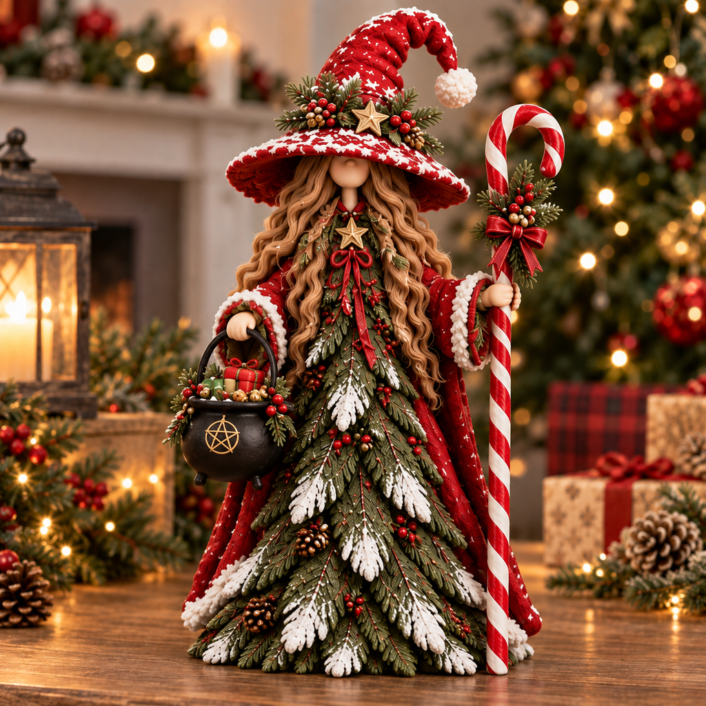 Christmas Enchanted Trio – Santa, Snowman & Holiday Witch Figurine