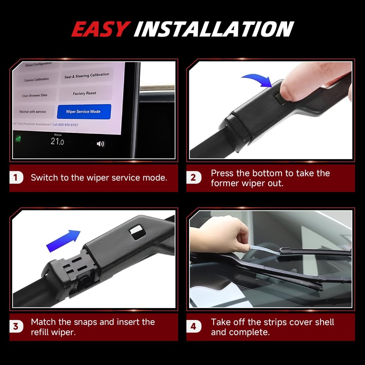 27" and 18" Windshield Wiper Blades Replacement for Tesla Model X 2015-2022 (Set of 2)