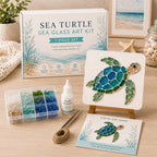 DIY Sea Glass Mosaic Art Kit – Create Beautiful Ocean-Inspired Artwork with Colorful Glass Pieces, Coastal Home Decor & Creative Handmade Gift
