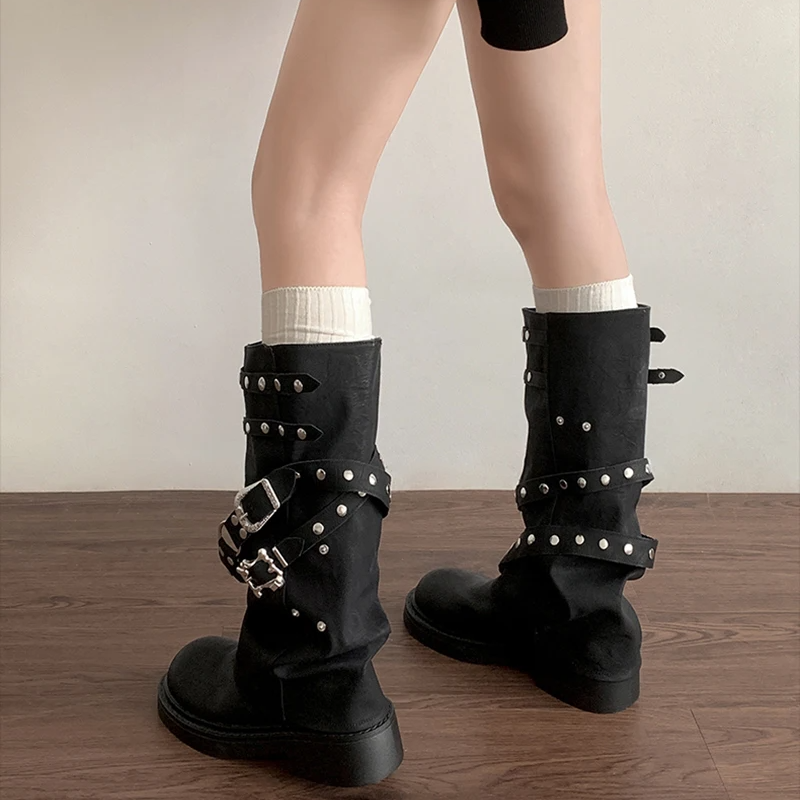 Astrid Long Riveted Boots