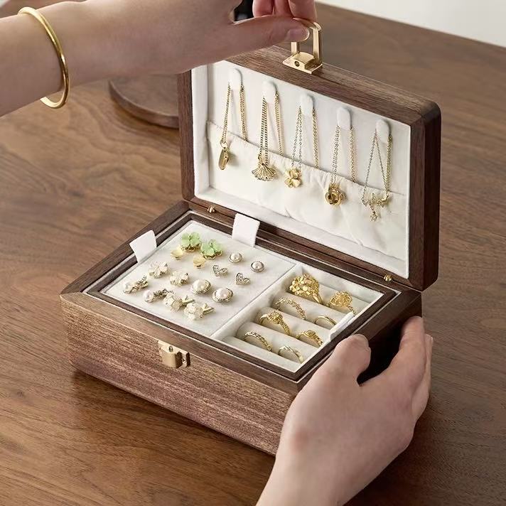 Amélie Walnut Two-Layer Jewelry Box