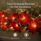 🎁LED Poinsettia Christmas Garland Lights for Holiday Decor