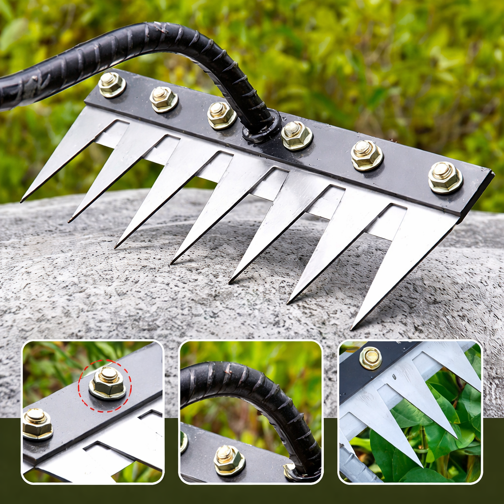 Iron Weeding Rake - 5 to 8 Tines for Garden Weeding and Aerating