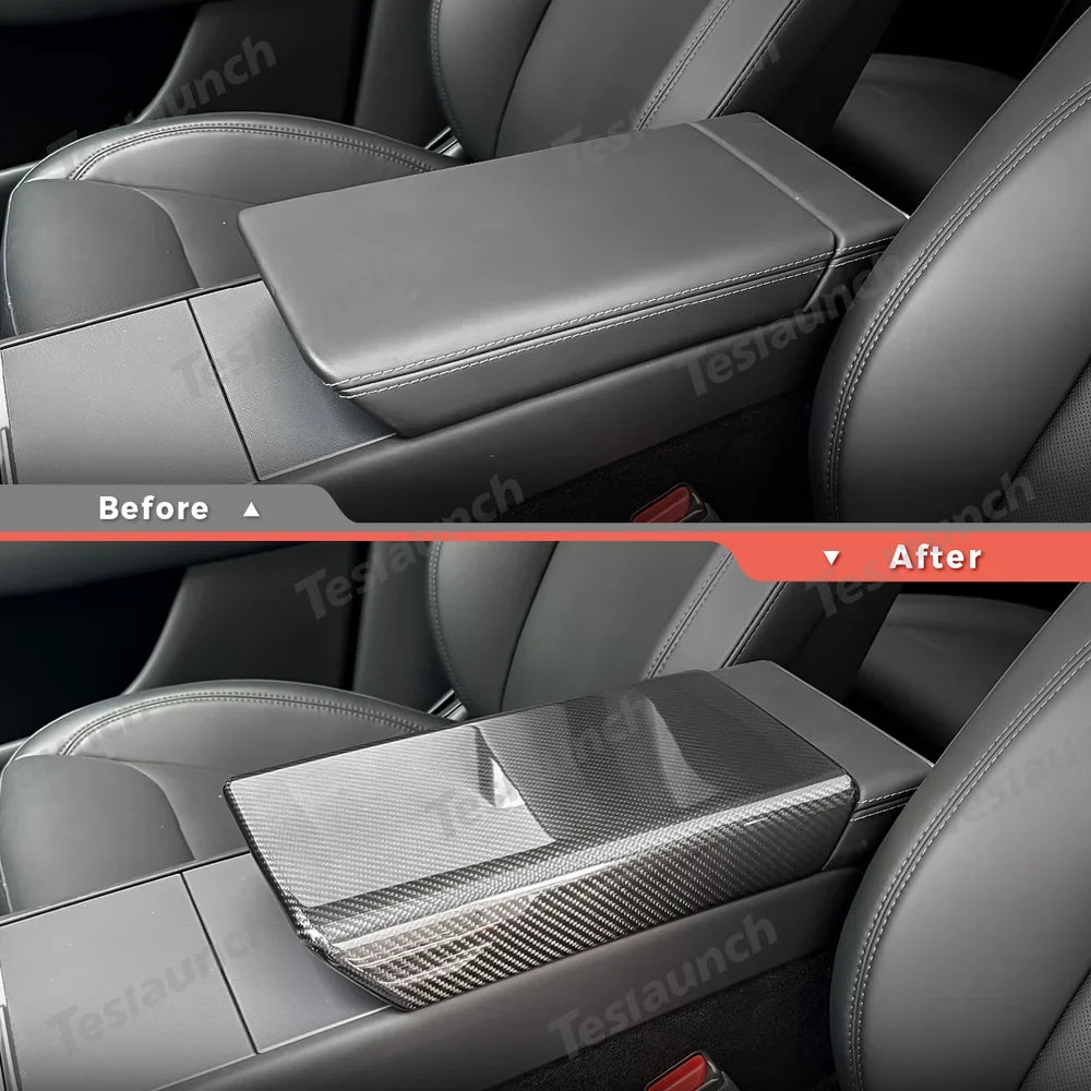 [Real Carbon Fiber] Armrest Cover for Tesla Model Y Juniper 2025+