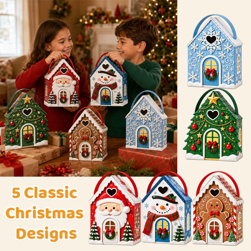 Christmas Cottage Handle Gift Box