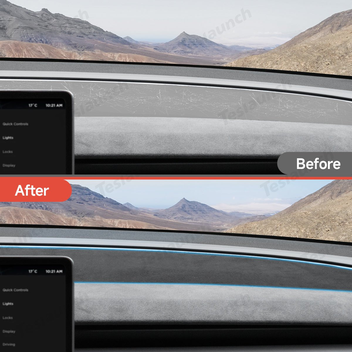 Suede Sunshade Dashboard Mat – UV Protection & Anti-Glare for Tesla Model Y Juniper 2025+