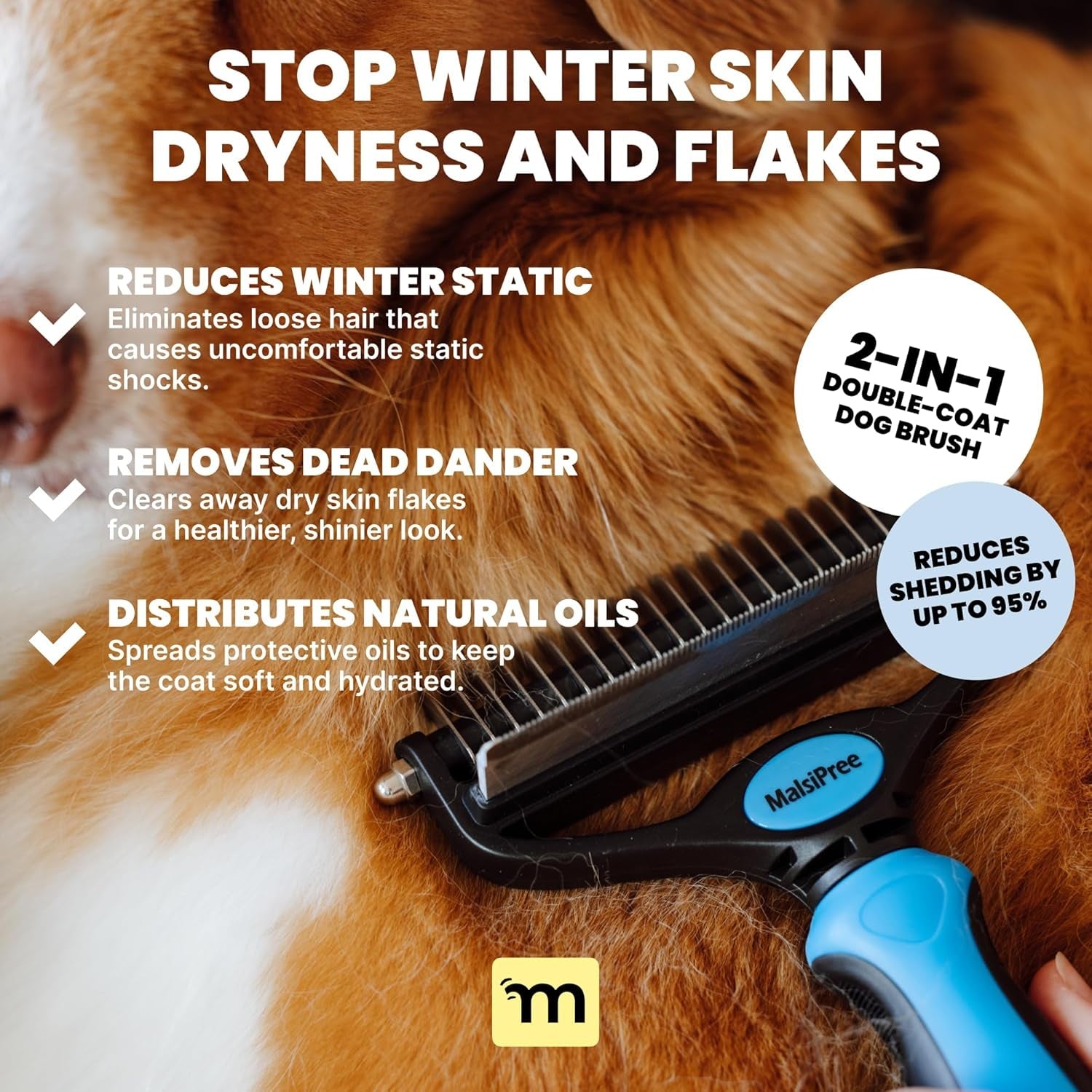 2-in-1 Dog Deshedding Brush & Rake