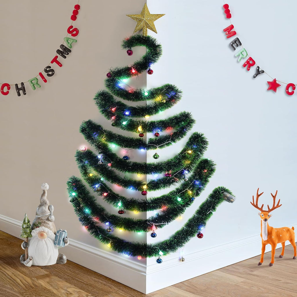 DIY Spiral Wall Christmas Tree With LED Lights
