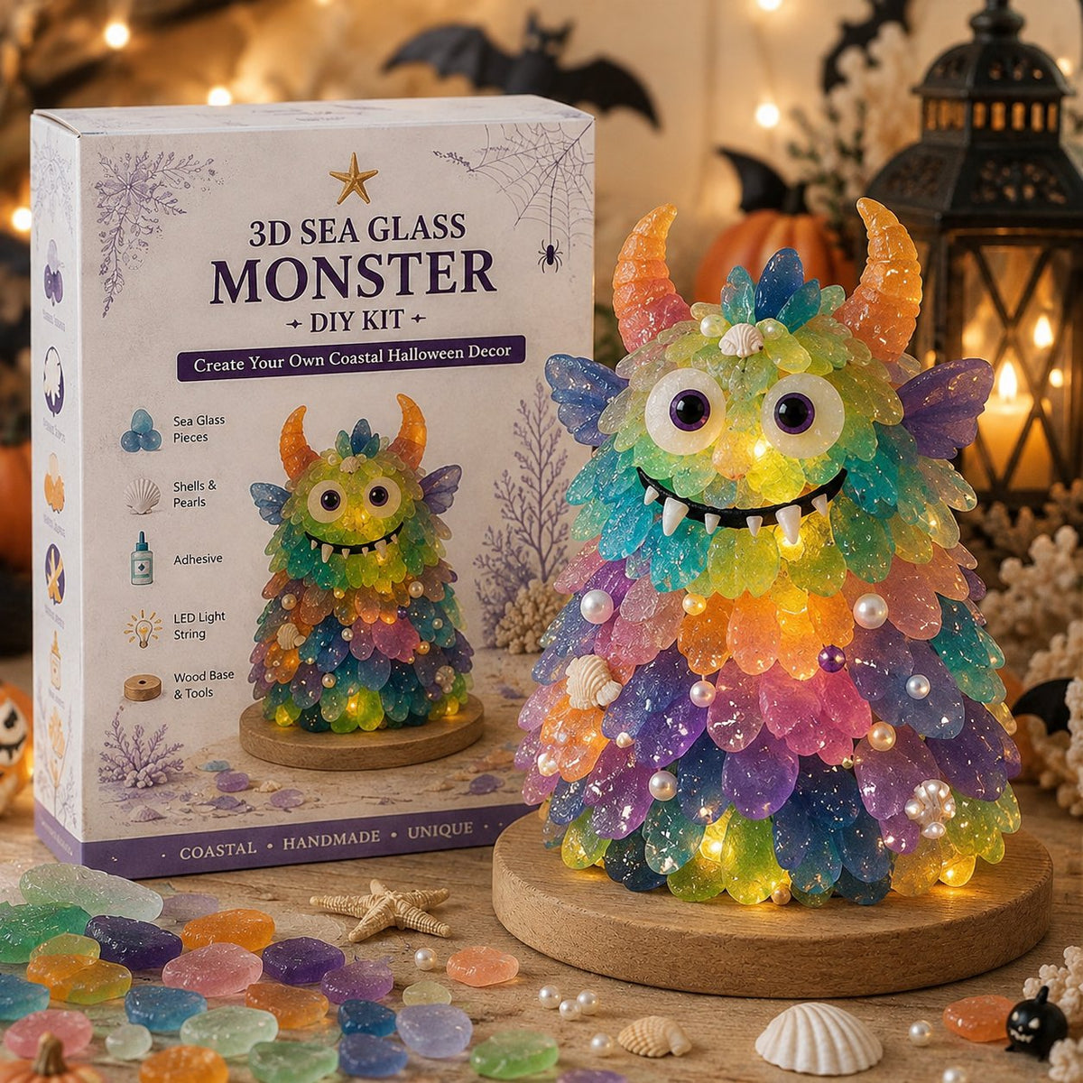 DIY Sea Glass Halloween Light-Up Collection