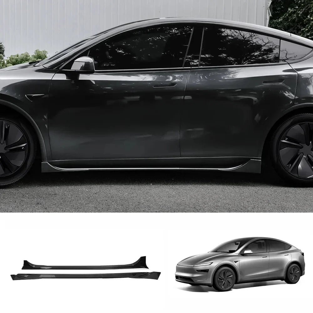 3-Piece Front Lip Spoiler & Fog Light Trim & Split-Type Side Skirts for Tesla Model Y Juniper 2025+