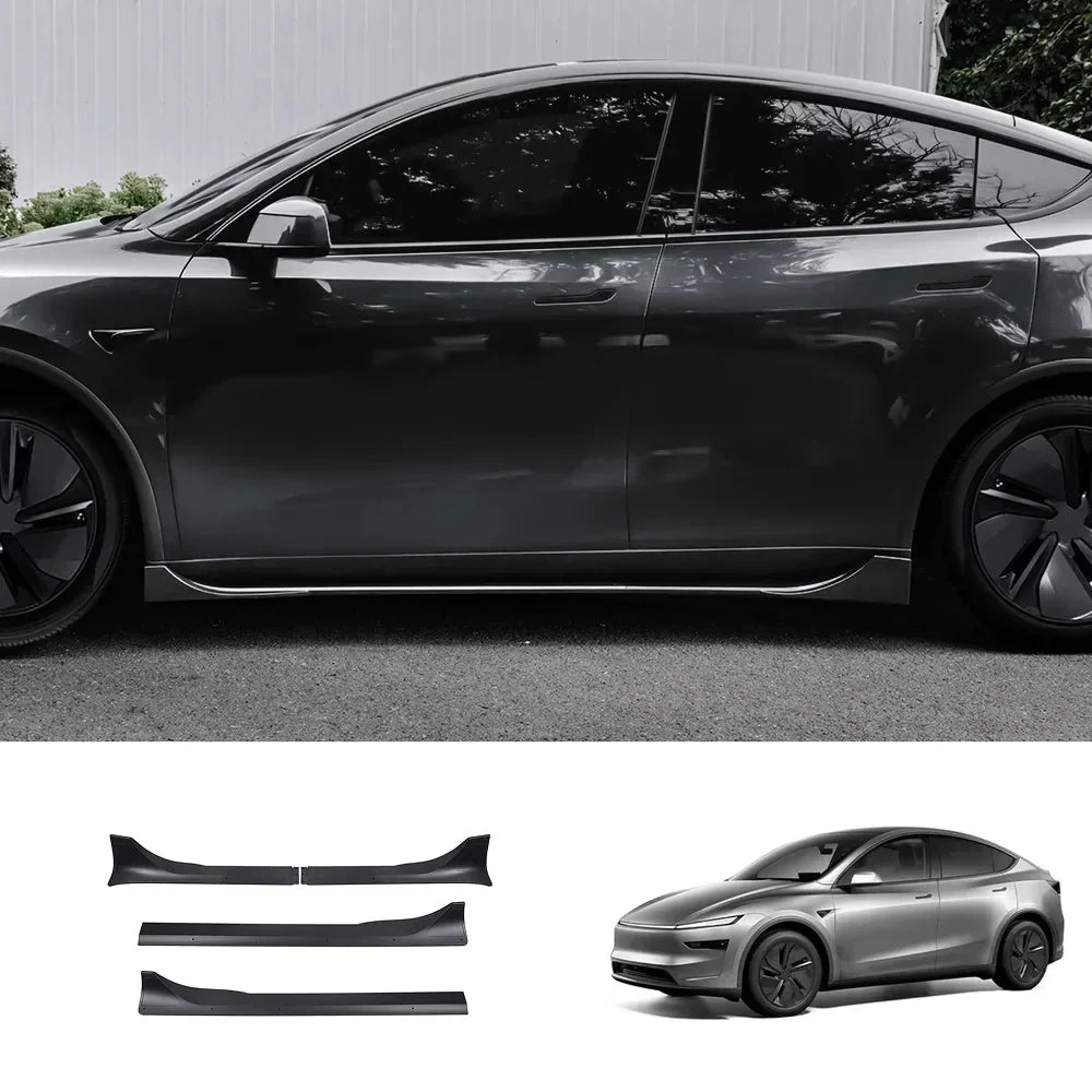 3-Piece Front Lip Spoiler & Fog Light Trim & Split-Type Side Skirts for Tesla Model Y Juniper 2025+