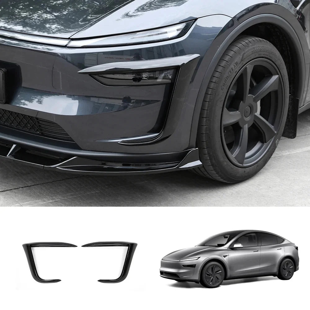 3-Piece Front Lip Spoiler & Fog Light Trim & Split-Type Side Skirts for Tesla Model Y Juniper 2025+